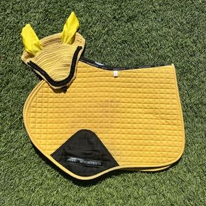 Yellow Saddle Pad and Ear Bonnet Set